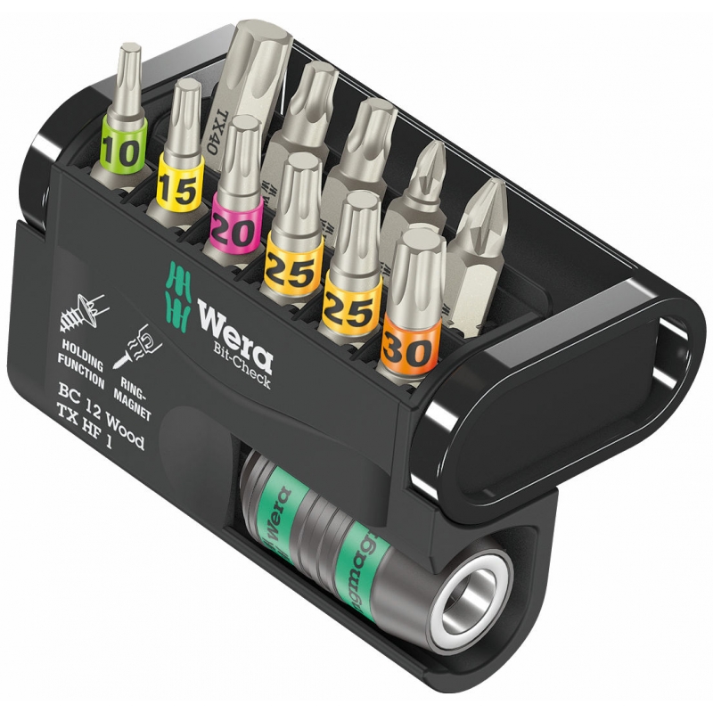 WERA Bit-Check 12 Wood TX HF 1 vasthoudfunctie 05057435 4013288226198