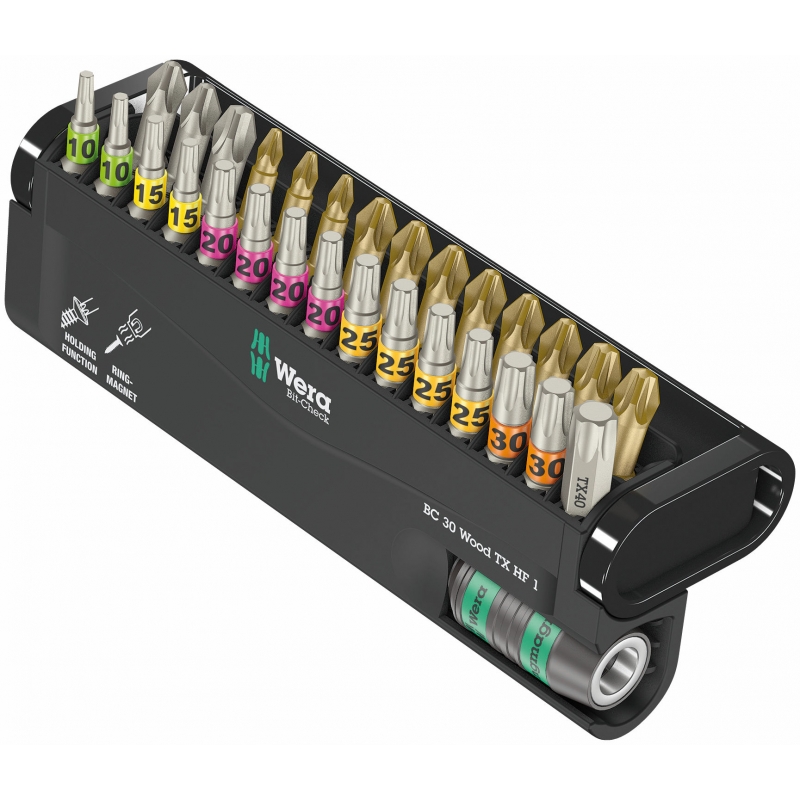 WERA Bit-Check 30 Wood TX HF 1 vasthoudfunctie 05057436 4013288226204