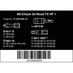 WERA Bit-Check 30 Wood TX HF 1 vasthoudfunctie 05057436 4013288226204