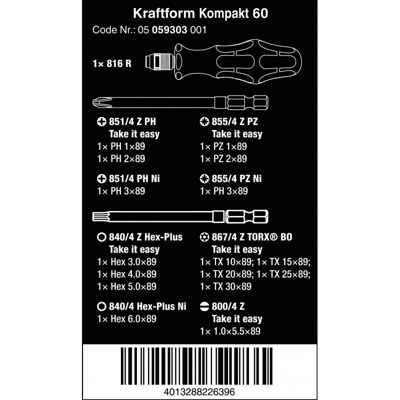 WERA Kraftform Kompakt 60 toolfinder KK60 05059303001 4013288226396