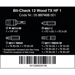 WERA Bit-Check 12 Wood TX HF 1 vasthoudfunctie 05057435 4013288226198 WERA Bit-Check 12 Wood TX HF 1 vasthoudfunctie 05057435 4013288226198