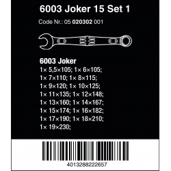 WERA 6003 Joker 15-delige Ringsteeksleutel 4013288222657 05 020302 001 WERA 6003 Joker 15-delige Ringsteeksleutel 4013288222657 05 020302 001