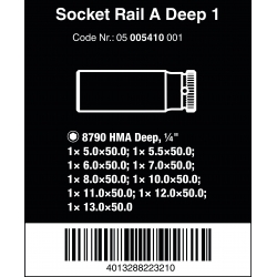 WERA Dop Magneetstrip met 9 lange doppen 05005410001 4013288223210