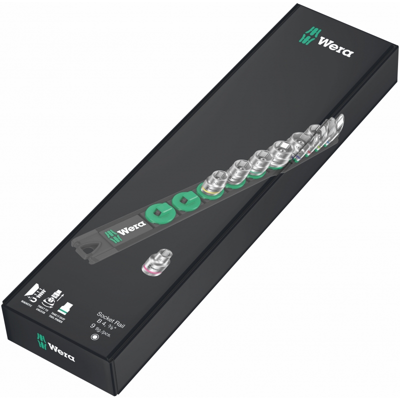 WERA MAGNEETSTRIP B 4 DOPPEN SET,  3/8"  05005430001 4013288223234