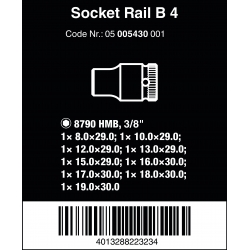 WERA MAGNEETSTRIP B 4 DOPPEN SET,  3/8"  05005430001 4013288223234