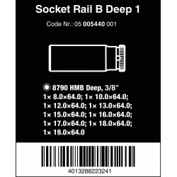 WERA Magneetstrip B, 9-delig lange doppen 3/8"  05005440001 4013288223241