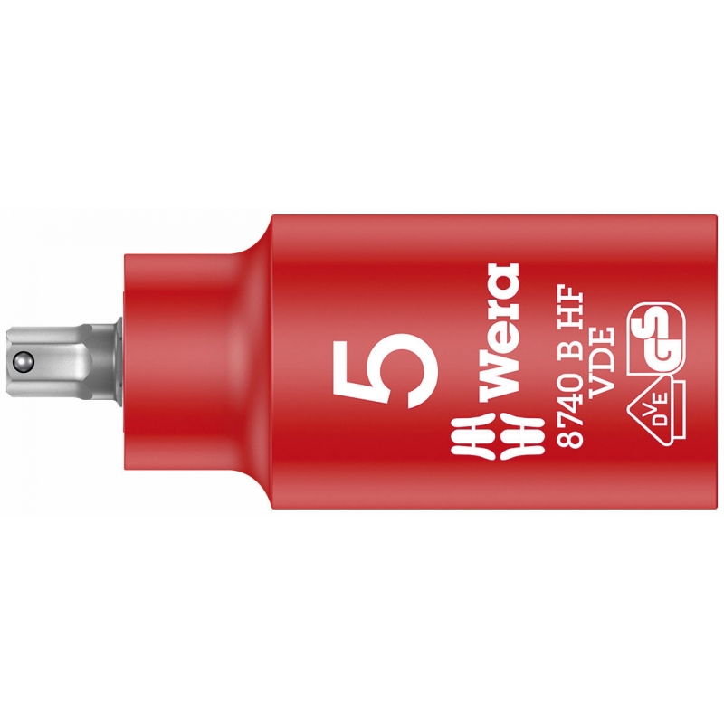 WERA Inbus VDE Bitdop  5.0 x 55 mm-3/8"-aandrijving 05004901001 4313288210142