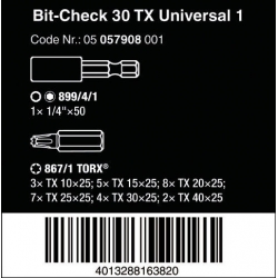 WERA Bit-Check 30 TX Universal 1, 30-delig 05057908001 4013288163820 WERA Bit-Check 30 TX Universal 1, 30-delig 05057908001 4013288163820