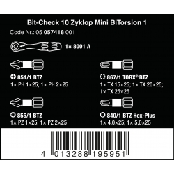 WERA Bit-Check 10 Zyklop mini BiTorsion 1, 30-delig 05057418001 4013288195951