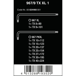 WERA  TORX®-kogelkop sleutelset extra lang 967/9 TX XL 1 05024460001 4013288193520 WERA  TORX®-kogelkop sleutelset extra lang 967/9 TX XL 1 05024460001 4013288193520