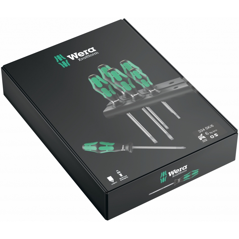 WERA 334 SK/6 Schroevendraaierset Kraftform Plus Lasertip en sleutelhulp 05007680001 4013288111418