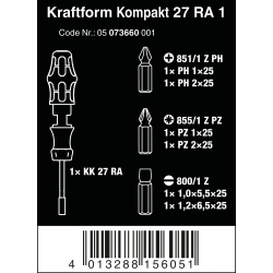 WERA Kraftform Kompakt 27 RA 1 Ratelhandgreep, 1/4", 7-delig 05073660001 4013288156051