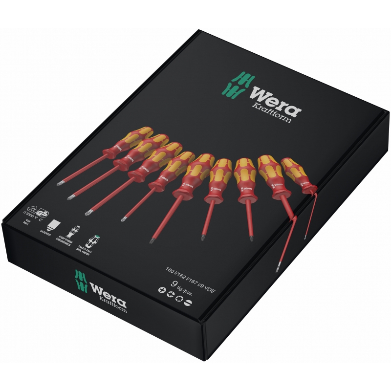 WERA 160 i/162 i/167 i/9 Schroevendraaierset Kraftform Plus Serie 100 05133355001 4013288160065