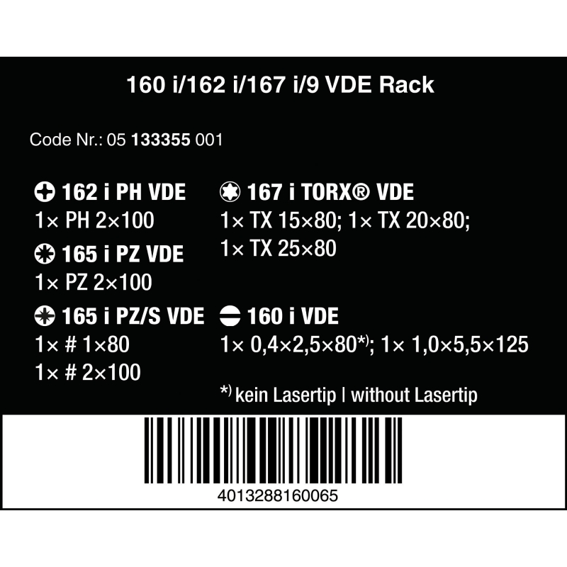WERA 160 i/162 i/167 i/9 Schroevendraaierset Kraftform Plus Serie 100 05133355001 4013288160065 WERA 160 i/162 i/167 i/9 Schroevendraaierset Kraftform Plus Serie 100 05133355001 4013288160065