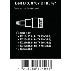 WERA BELT B 3 TORX® HF ZYKLOP BITDOPPEN SET TORX®, MET VASTHOUDFUNC... WERA BELT B 3 TORX® HF ZYKLOP BITDOPPEN SET TORX®, MET VASTHOUDFUNC...
