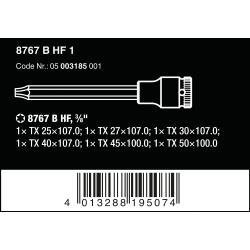 WERA 8767 B TORX® HF 1 Bitdoppen set lang, 3/8"-aandrijving 05003185001 4013288195074