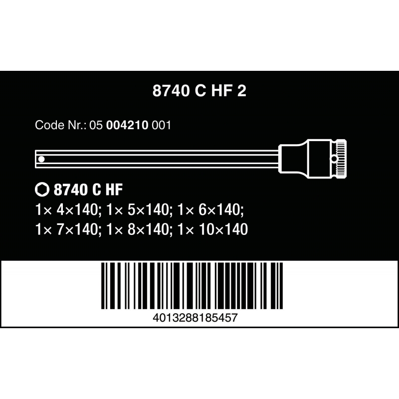 WERA INBUS/BINNENZESKANT BIT-DOPPEN-SET LANG, MET VASTHOUDFUNCTIE 1...