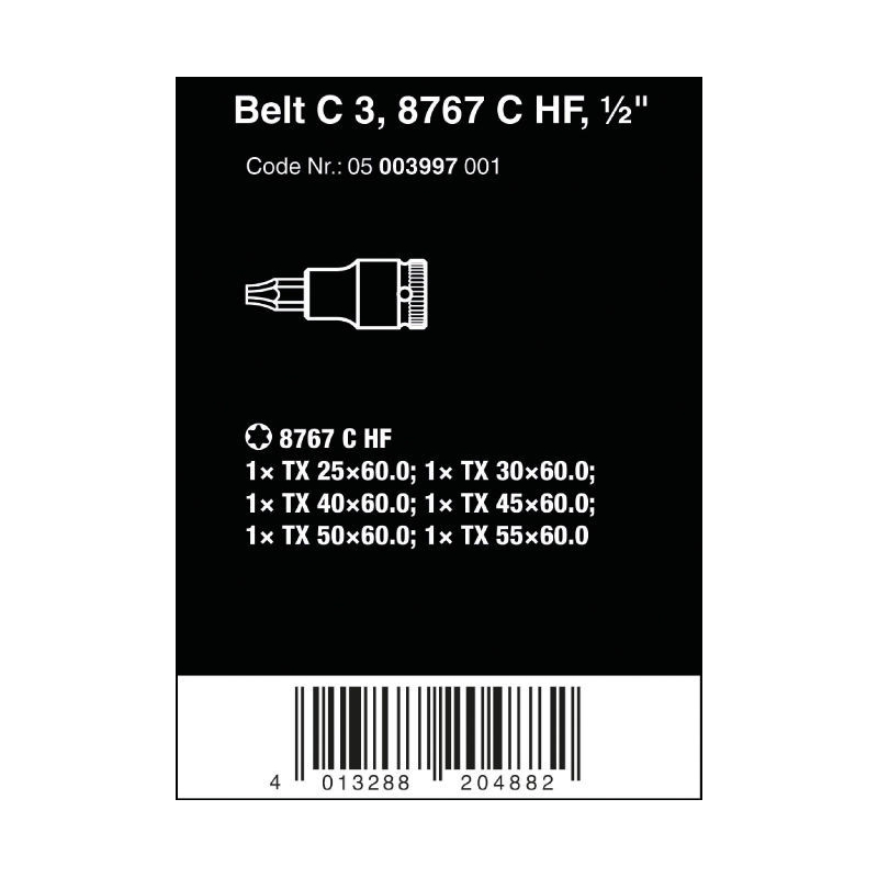 WERA BELT C 3 TORX® HF ZYKLOP BITDOPPEN SET TORX®, MET VASTHOUDFUNC... WERA BELT C 3 TORX® HF ZYKLOP BITDOPPEN SET TORX®, MET VASTHOUDFUNC...