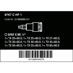 WERA 8767 C TORX® HF 1 Zyklop Bitdoppen set TORX® kort, met vasthou...