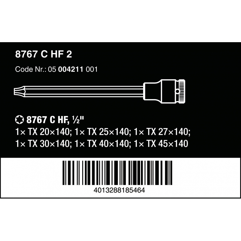 WERA 8767 C TORX® HF 2 Zyklop Bitdoppen set TORX® lang, met vasthou...