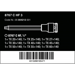 WERA 8767 C TORX® HF 3 Zyklop Bitdoppen set TORX® lang, met vasthou...