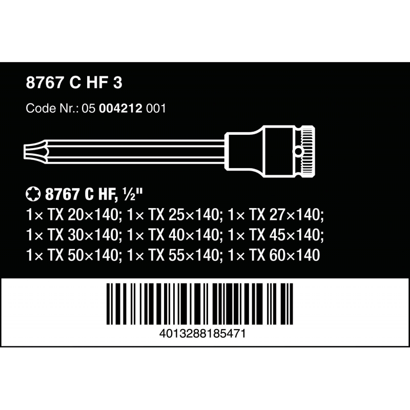 WERA 8767 C TORX® HF 3 Zyklop Bitdoppen set TORX® lang, met vasthou...