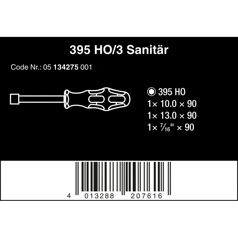WERA 395 HO/3 Dopsleutel Schroevendraaierset, sanitair - WeraGereed...