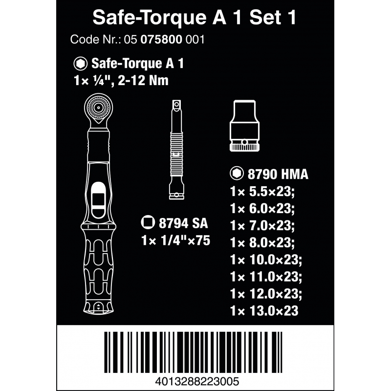 WERA 2-12 Nm Momentsleutelset A 1 Torque 1 075830  4013288223005