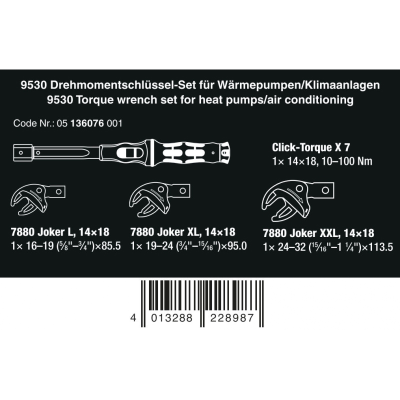 WERA 9530 draaimomentsleutelset 05136076001 4013288228987