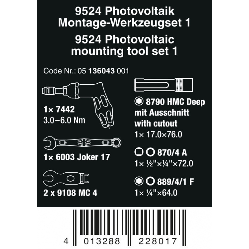 WERA 9524 Zonnepaneel-montageset 05136043001  4013288228017