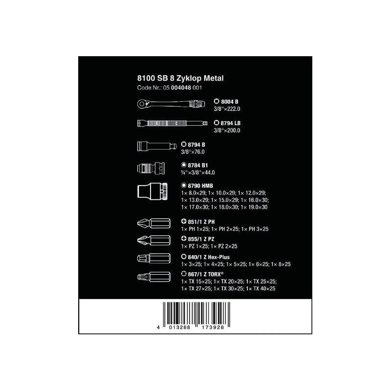 WERA Zyklop Speed 8100 SB Metal Switch 3/8" 05004048001  4013288173928