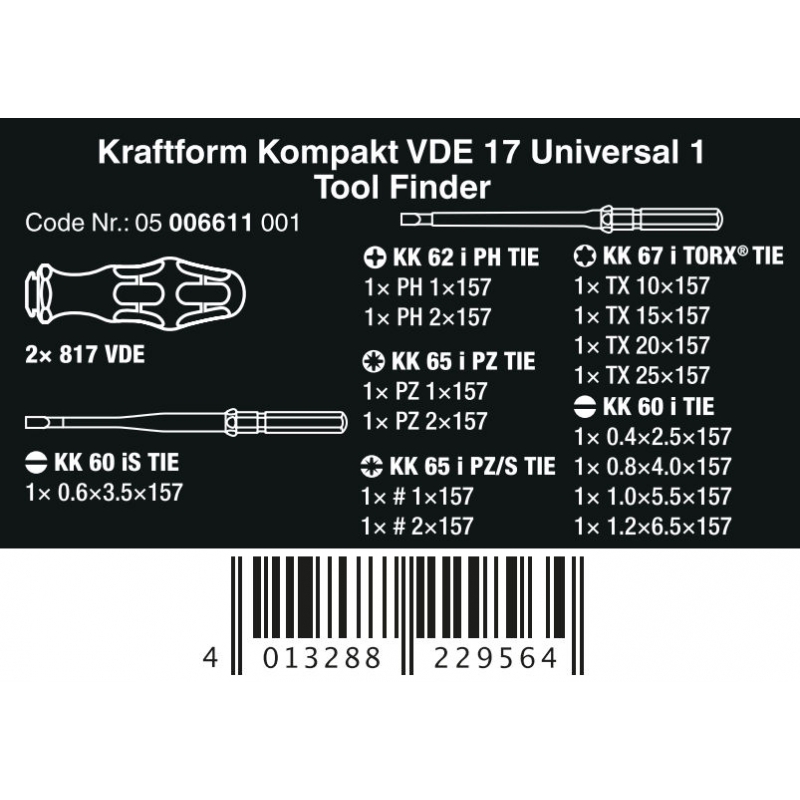 Wera Kraftform Kompakt VDE 17  Tool Finder 05006611001 4013288229564
