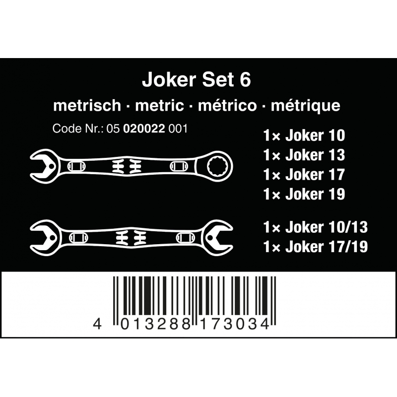 WERA 6000/6002 Joker 6-delige Steeksleutelratel 4013288173034 020022 WERA 6000/6002 Joker 6-delige Steeksleutelratel 4013288173034 020022