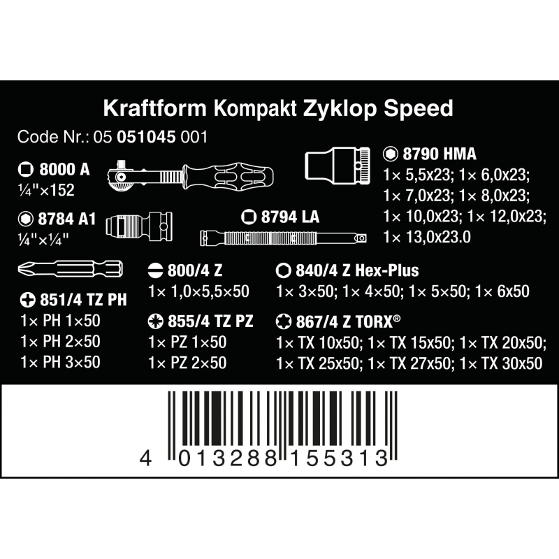 WERA KK Zyklop Speed doppenset 26-delig - WeraGereedschap.nl WERA KK Zyklop Speed doppenset 26-delig - WeraGereedschap.nl
