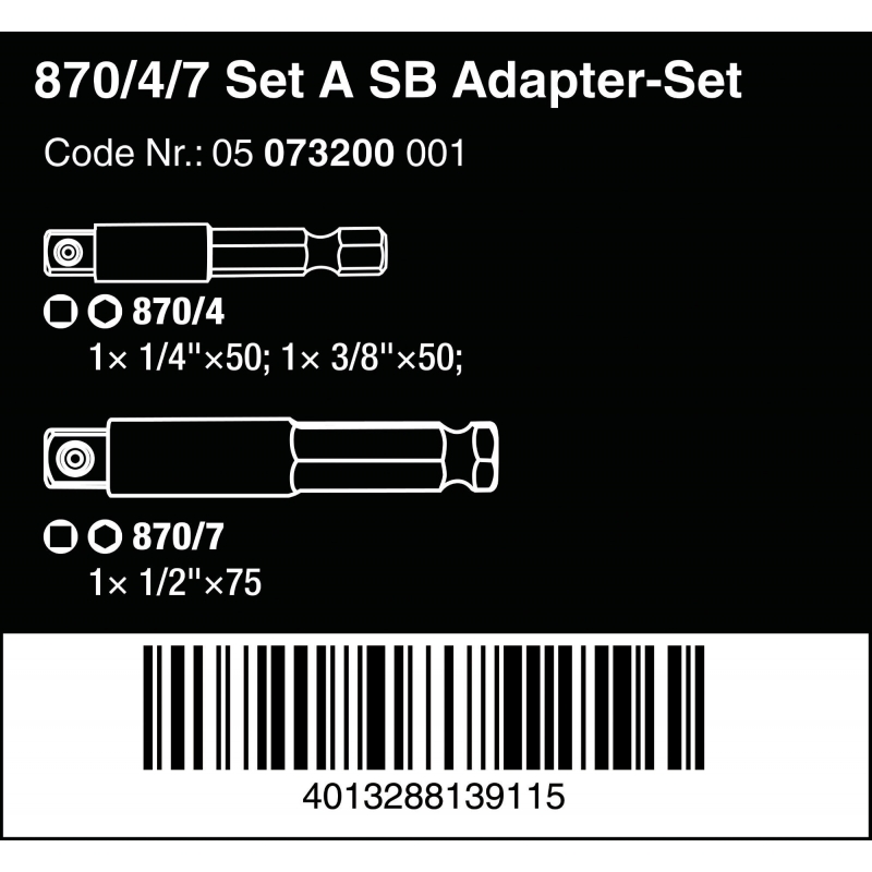 WERA 073200 870/4/7 Set A SB - WeraGereedschap.nl4013288139115