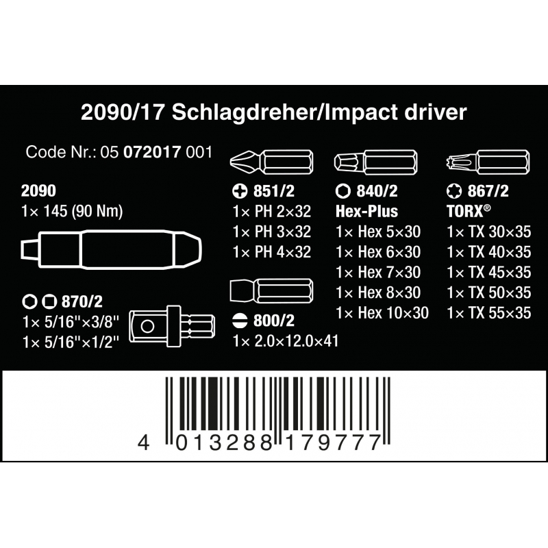 WERA 2090/17 Slagschroevendraaier-set 90 Nm - WeraGereedschap.nl