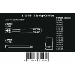 WERA 8100 SB 12 Zyklop Comfort ratelset, 4013288227980 05 005530 001