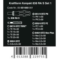 WERA Kraftform Kompakt 838 RA S Set 1, 4013288229755 05 051060 001