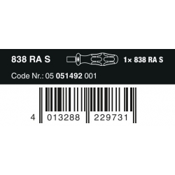 WERA Ratelhandhouder 838 RA S, 1/4" 05051492001 4013288229731