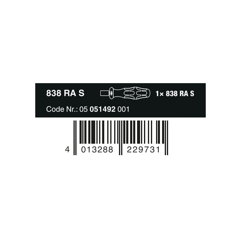 WERA Ratelhandhouder 838 RA S, 1/4" 05051492001 4013288229731