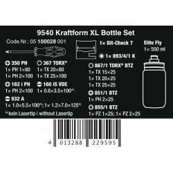 WERA 9540 Bicycle Set Kraftform XL Bottle, 4013288229595 05100028001