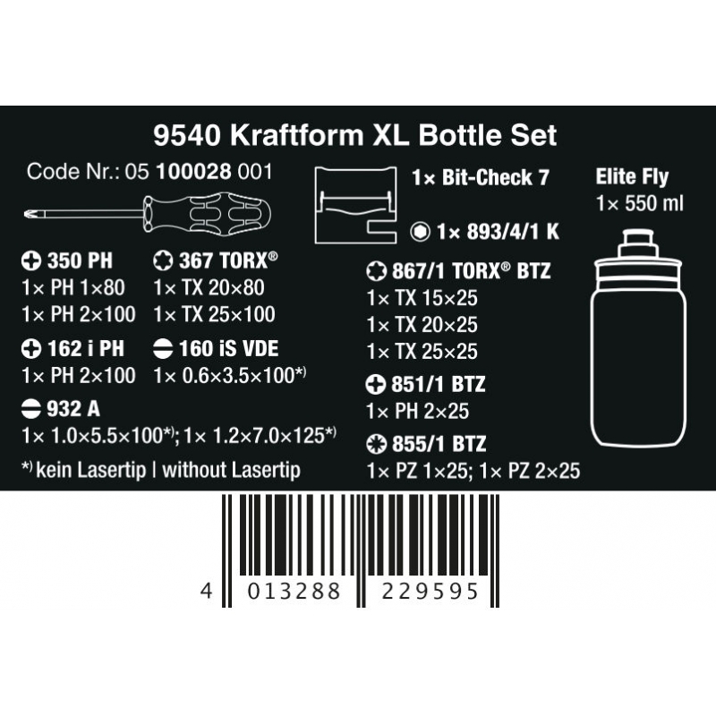 WERA 9540 Bicycle Set Kraftform XL Bottle, 4013288229595 05100028001