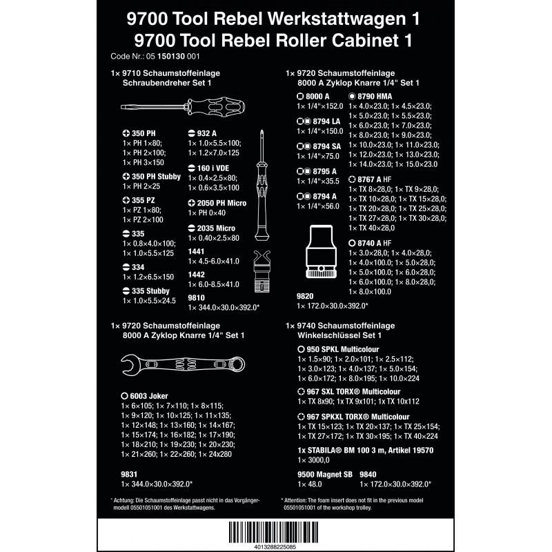WERA Toolrebel Gereedschapswagen 05 150130 001 4013288225085 WERA Toolrebel Gereedschapswagen 05 150130 001 4013288225085