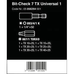 WERA Bit-set 7 Torx Universal 1, 6-delig 4013288041500 05 056294 001