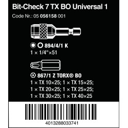 WERA Bit-Check TORX®BO 7 TX met boring 4013288033741 05 056158 001