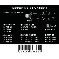 WERA KK 70 05 057110 001  4013288038654 Kraftform Kompakt Bit Set