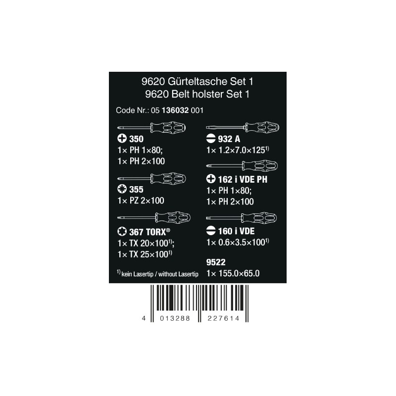 WERA 9620 Belt holster Set 1 05136032001 4013288227614