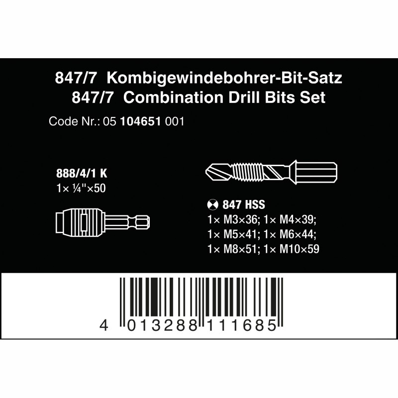 WERA 847/7 Combiboor-bit set, 7 delig