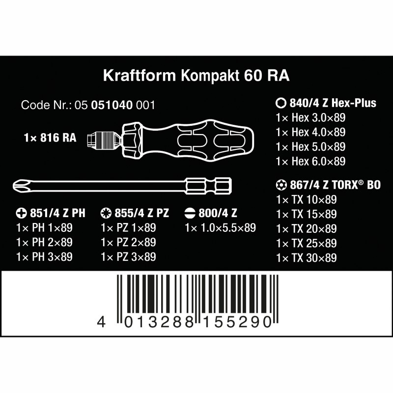 WERA Kraftform Kompakt 60 RA 05051040001 4013288155290