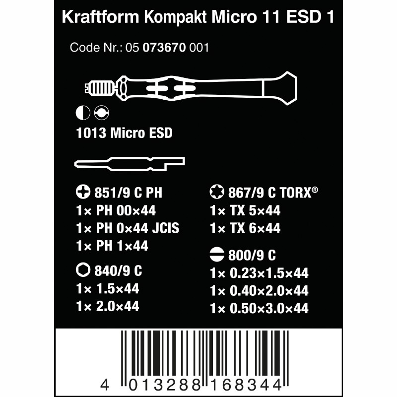 WERA Kraftform Kompakt Micro ESD/11 05073670001 4013288168344